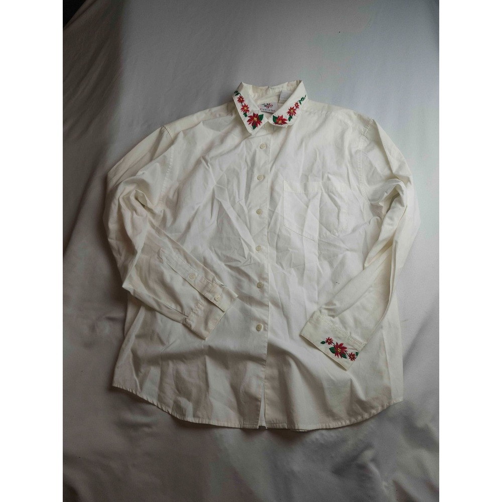 Vintage 90s Nutcracker Button Up Womens M Embroidered Floral Holiday Festival